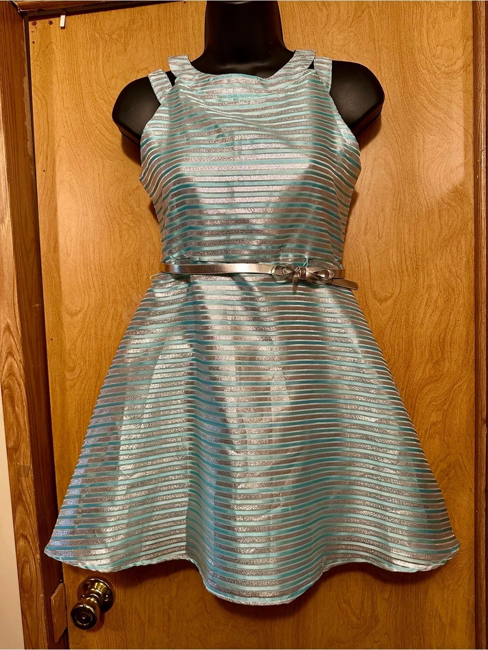 The Childrens Place Girls Metallic Stripe Party Dress size 12